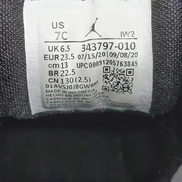 Nike Air Jordan True Flight sneakers 7c  toddler 343797-010 Black shoes - Picture 4 of 4